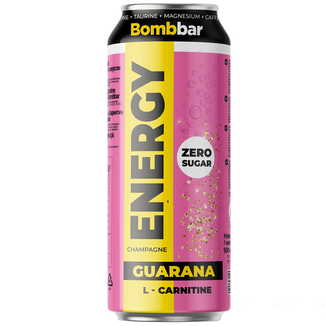 BOMBBAR უალკოჰოლო მატონიზირებელი გაზიანი სასმელი "L-Carnitine with Guarana" 450მლ
