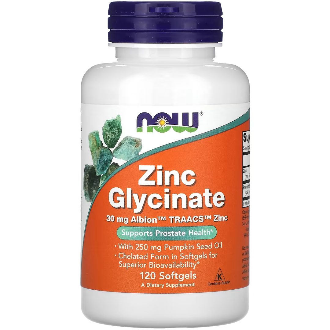 NOW ZINC GLYCINATE 30 მგ 120 SGELS