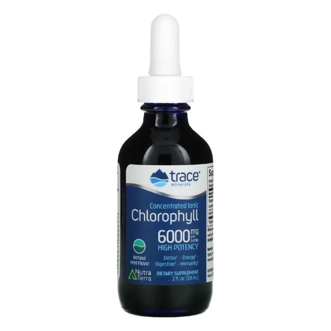TRACE Minerals თხევადი ქლოროფილი 6000მგ + კონცენტრაცია კვალი, პიტნა