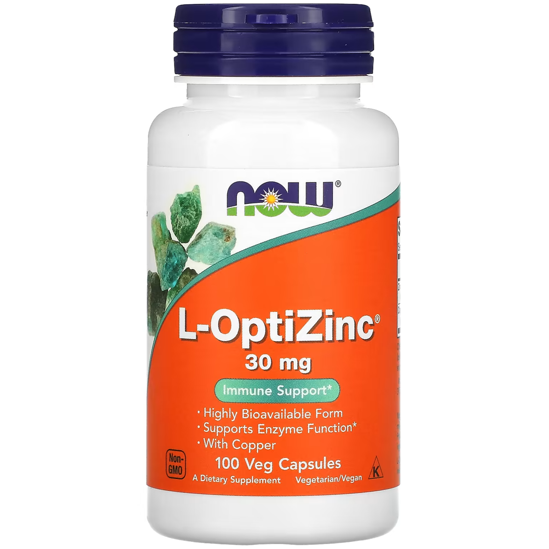 NOW L-OPTIZINC(R) 30 მგ + სპილენძის 100 VCAPS