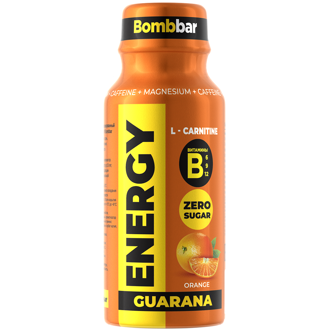 BOMBBAR უალკოჰოლო მატონიზირებელი გაზიანი სასმელი "L-Carnitine with Guarana" 100მლ,