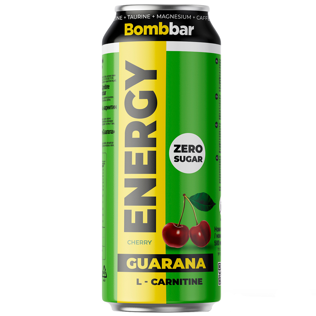 BOMBBAR უალკოჰოლო მატონიზირებელი გაზიანი სასმელი "L-Carnitine with Guarana" 500მლ,